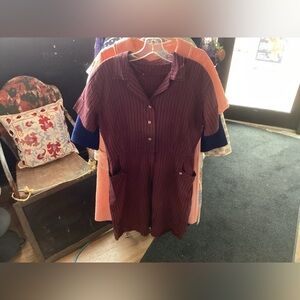 Maroon Midi Dress with Black and Lighter lines